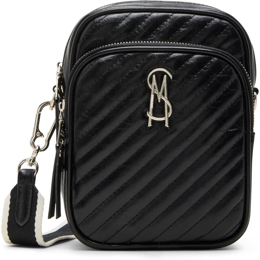 Quilted Crossbody Bag Womens Zipper Exterior Pockets Modern Diagonal Design